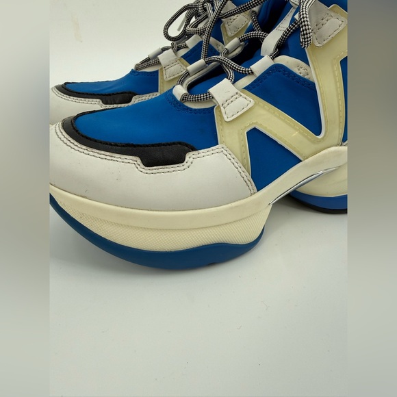 Michael Kors Olympia Trainer Sneakers Blue White Chunky Lace-Up Fashion Sneakers - Picture 8 of 16